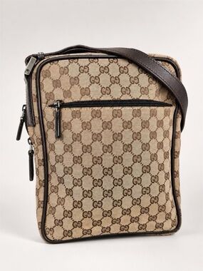 Gucci Beige & Brown GG Canvas Messenger Bag